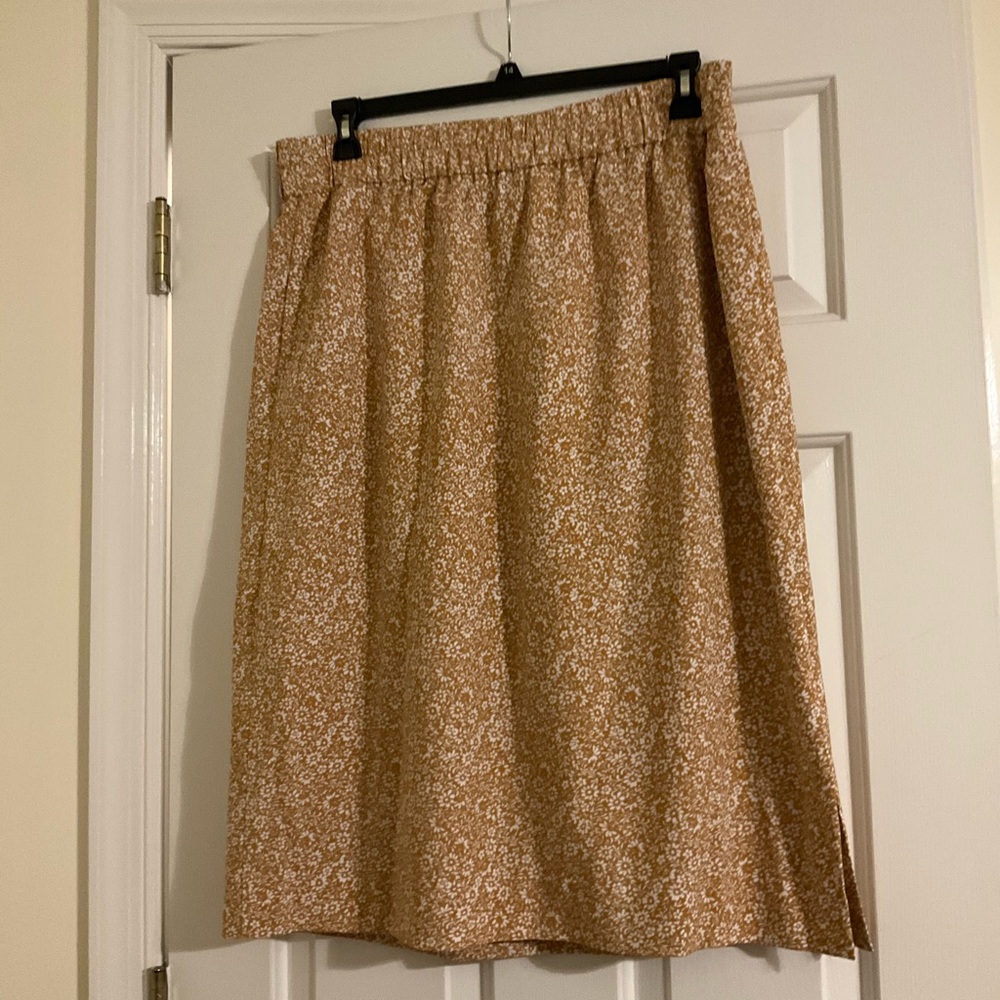 J. Crew Factory Tan Floral A-Line Skirt